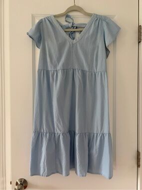 Isabel Maternity by Ingrid & Isabel Light Blue Tiered V-Neck Maternity Dress